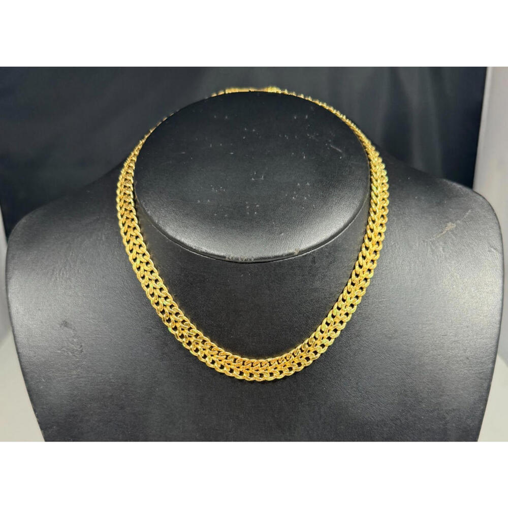 Vintage Monet Gold Tone Double Curb Link Chain Choker Necklace 17 Inch
